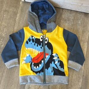 Kids Dinosaur Hoodie - Yellow and Blue